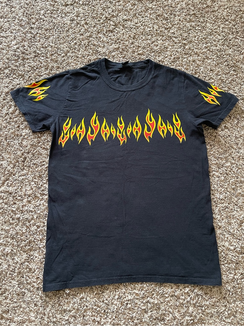 Urban Outfitters Women's S Flame Graphic T-Shirt Black Short Sleeve Y2K Skater